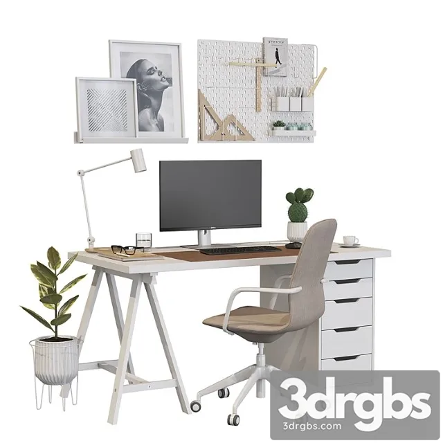Ikea office workplace white a01 2 3dsmax Download