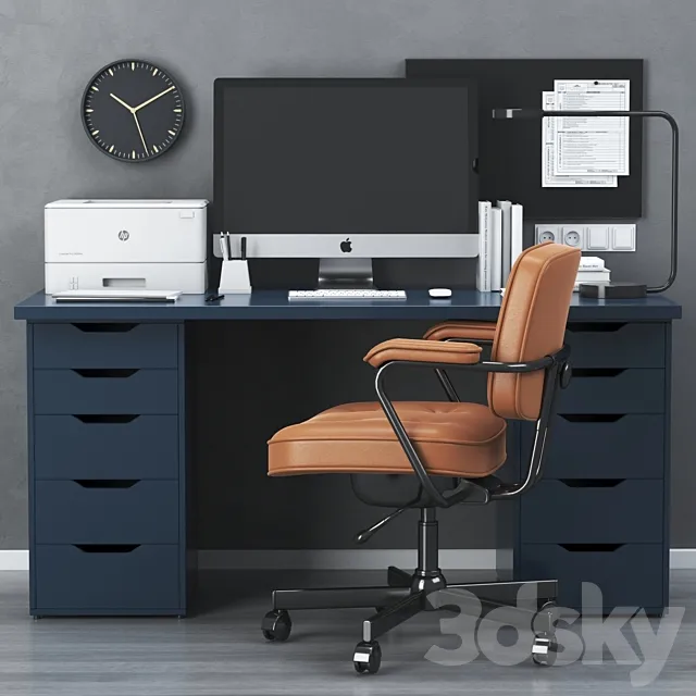 IKEA office workplace with ALEX table and ALEFJÄLL chair 3DSMax File