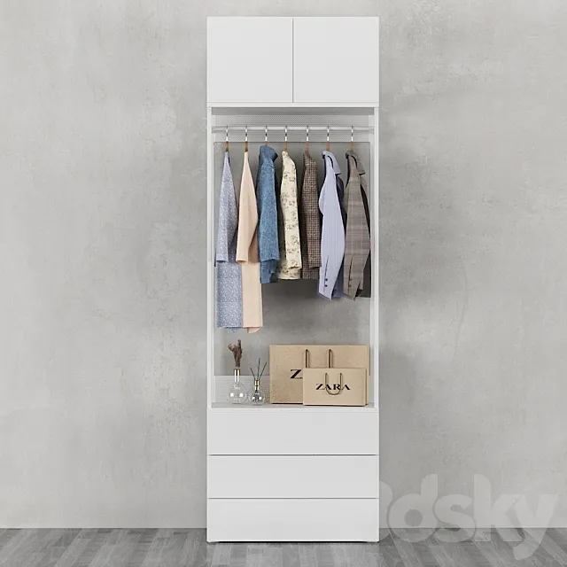 Ikea | Ophus Wardrobe 2-Door and 3 Drawers 3DS Max Model