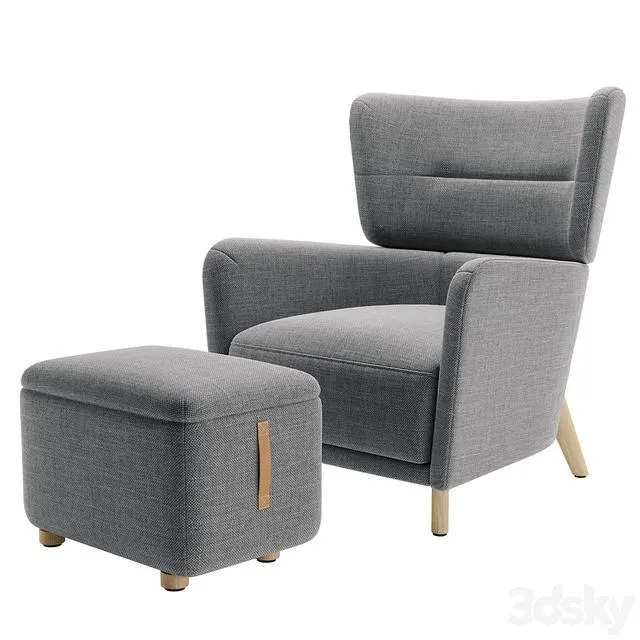 IKEA OSCARSHAMN Armchair with headrest + footstool 3dsMax Model