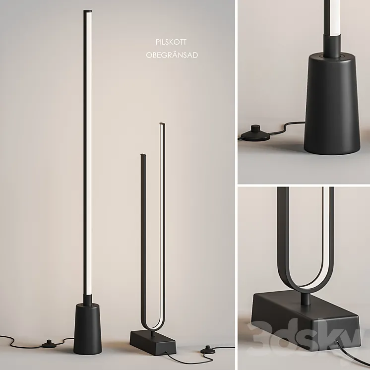 IKEA PILSKOTT OBEGRANSAD LED floor lamp 3DS Max Model