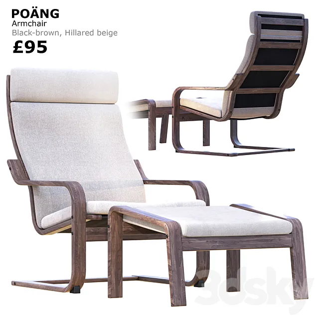 Ikea Poang Armchair 3DS Max Model