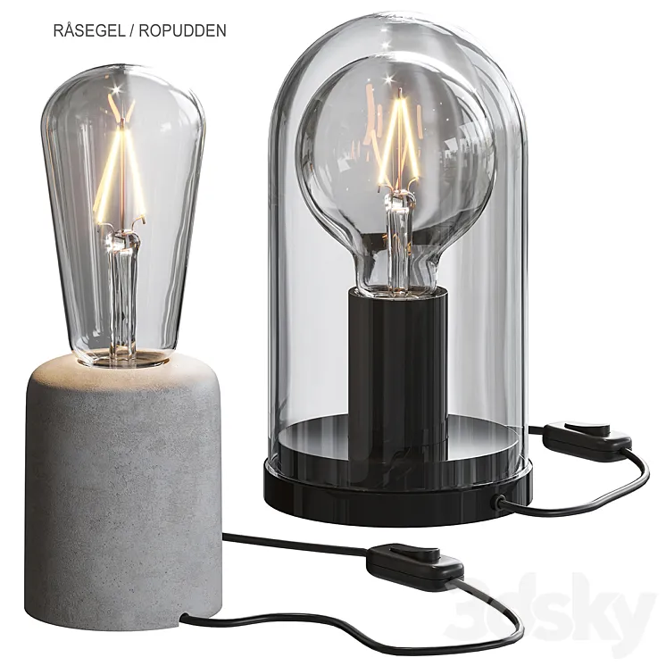 IKEA RÅSEGEL \/ ROPUDDEN Table lamp 3DS Max