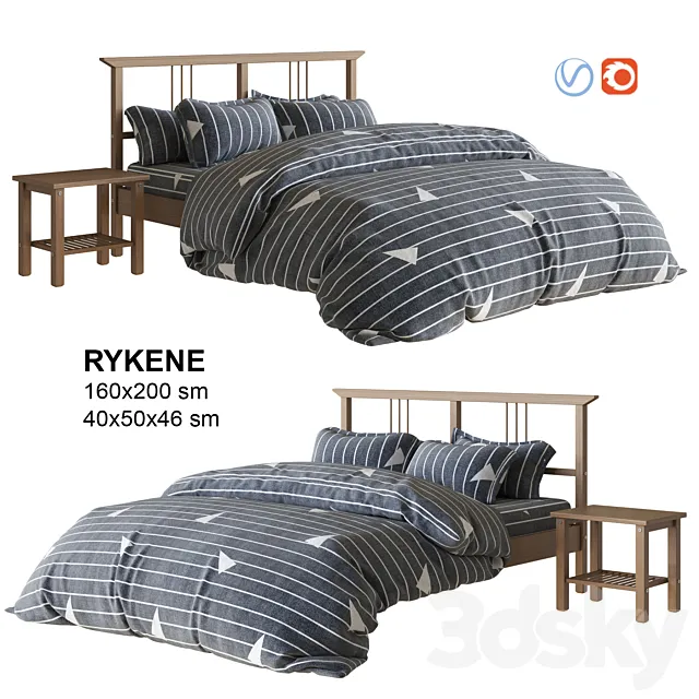 IKEA RYKENE bed with linen 3DSMax File