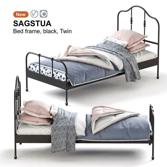IKEA SAGSTUA Bed (black twin) 3dsMax Model