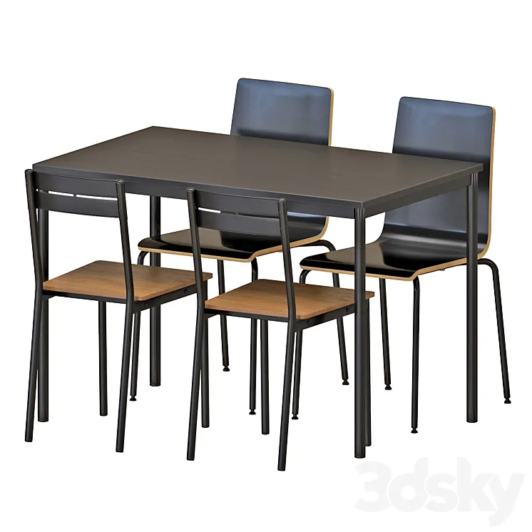 IKEA SANDSBERG Table And Chairs 3DS Max