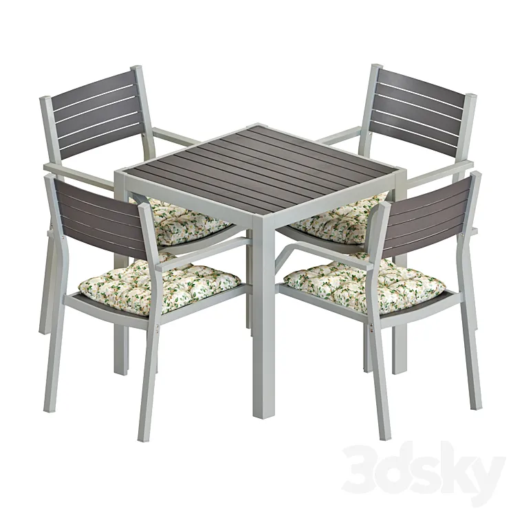 IKEA SJALLAND TABLE AND CHAIRS SET 02 3DS Max Model