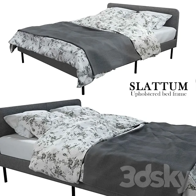 IKEA slattum Upholstered bed frame \ IKEA SLATTUM Bed frame with upholstery 3DS Max Model