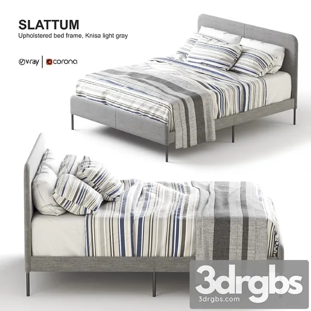 Ikea Slattum Upholstered Bed Frame Knisa Light Gray 3dsmax Download