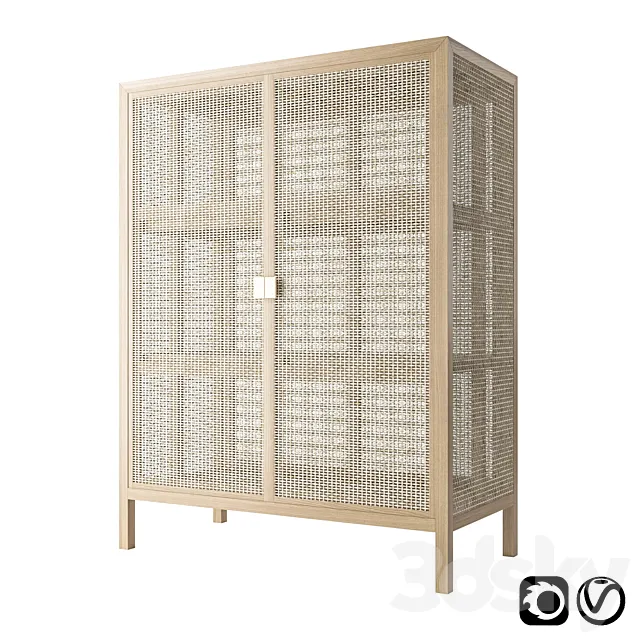 Ikea stockholm wicker chest of drawer 3ds Max