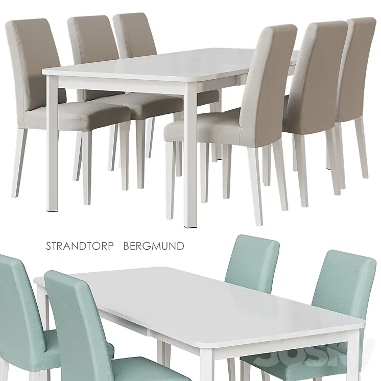 IKEA STRANDTORP \/ BERGMUND Table and chairs 3DS Max