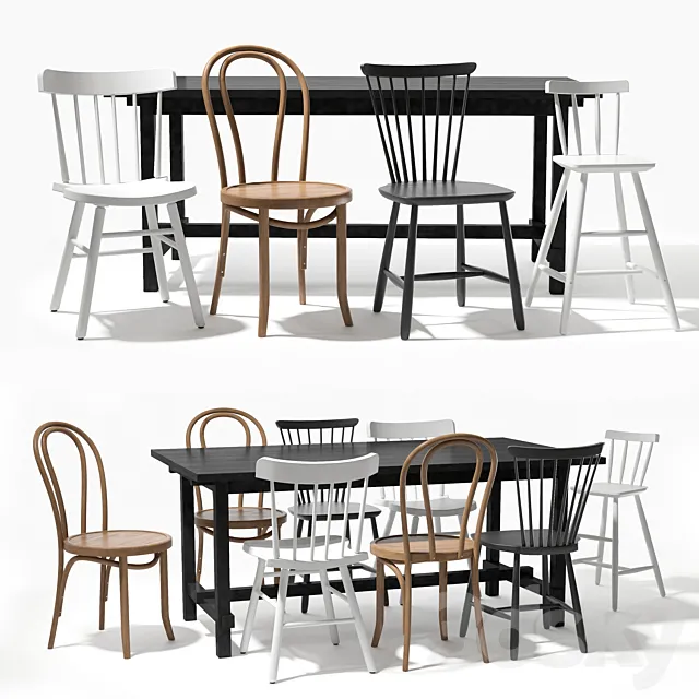IKEA table and chairs 3ds Max