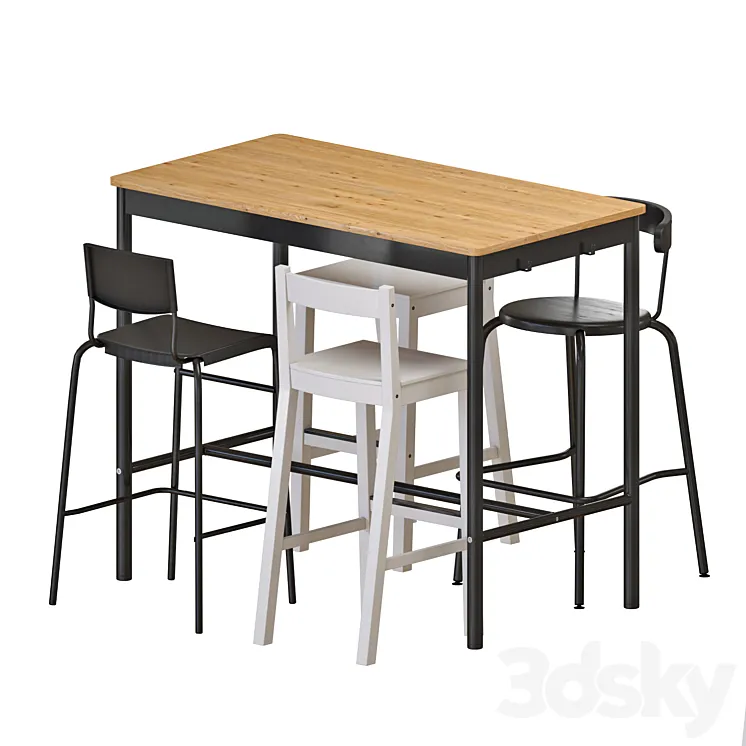 IKEA TOMMARYD Table and Stools 3DS Max Model