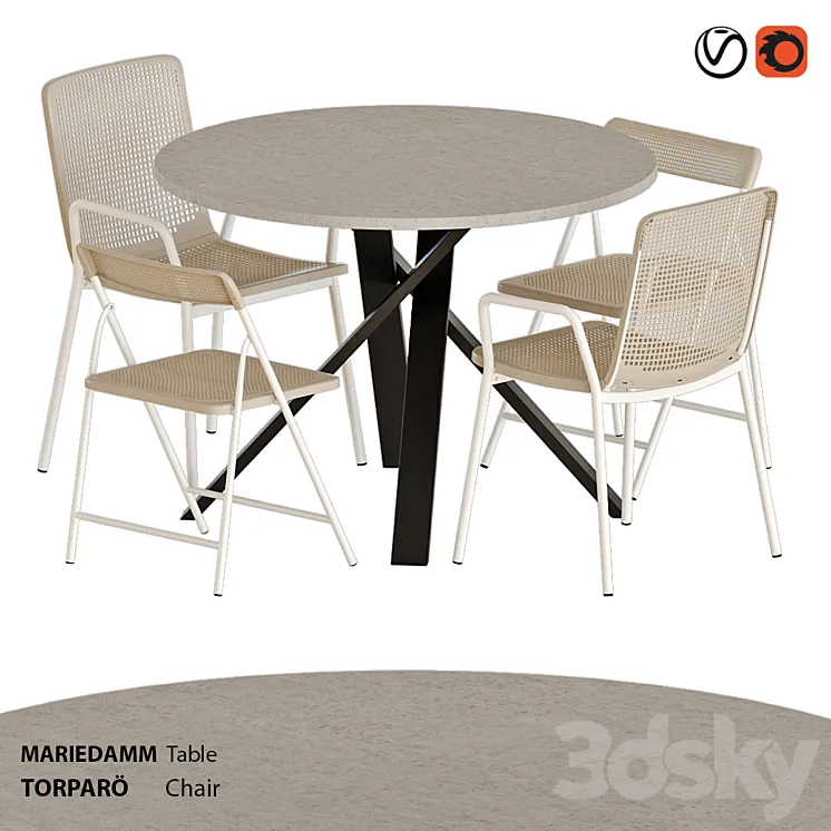 IKEA TORPARÖ chairs and MARIEDAMM table 3DS Max Model