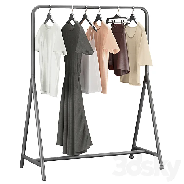 IKEA Turbo Clothes Rack with Clothes Set 3ds Max