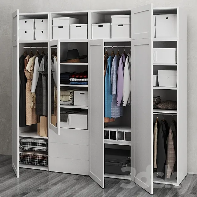 IKEA Wardrobe with 7 doors and 3 drawers OPHUS 3ds Max