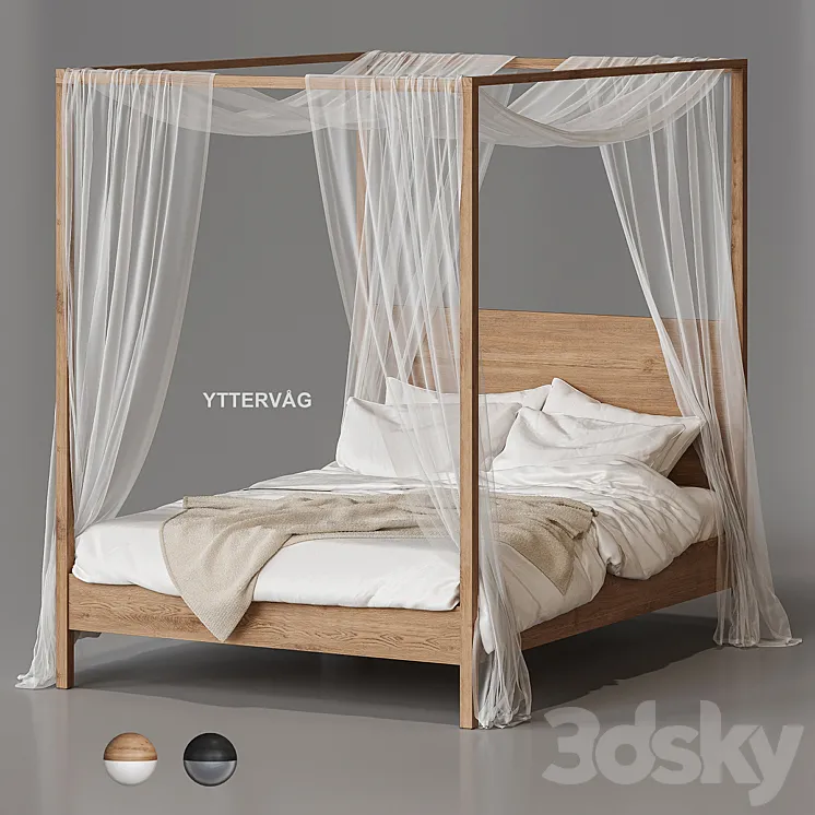 Ikea Yttervåg Four-Poster Bed 3DS Max Model