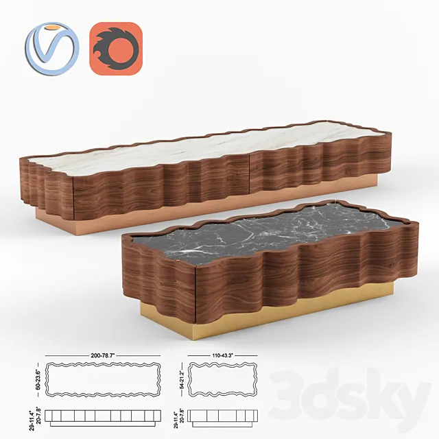 IL Pezzo 2 coffee table 3DS Max Model