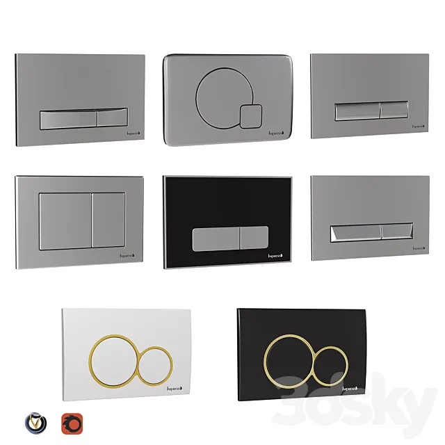 IMPRESE flush buttons for installation (8 pcs.) 3ds Max