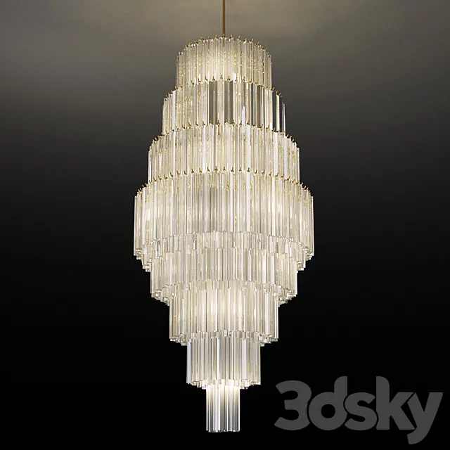 Impressive Murano Glass Fall Chandelier 3DS Max Model