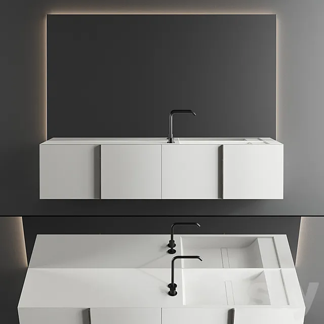 Inbani Paral Vanity Unit Set 4 3DS Max Model