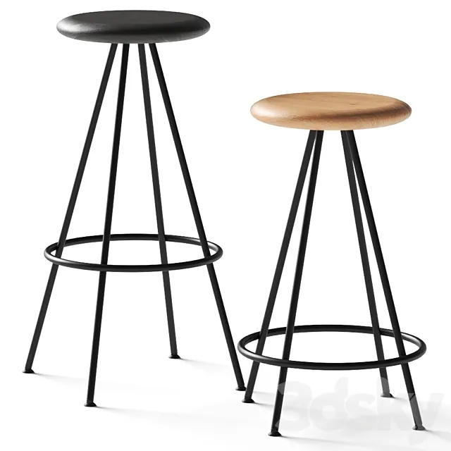 Inclass Sun Wood Bar Stools 3ds Max