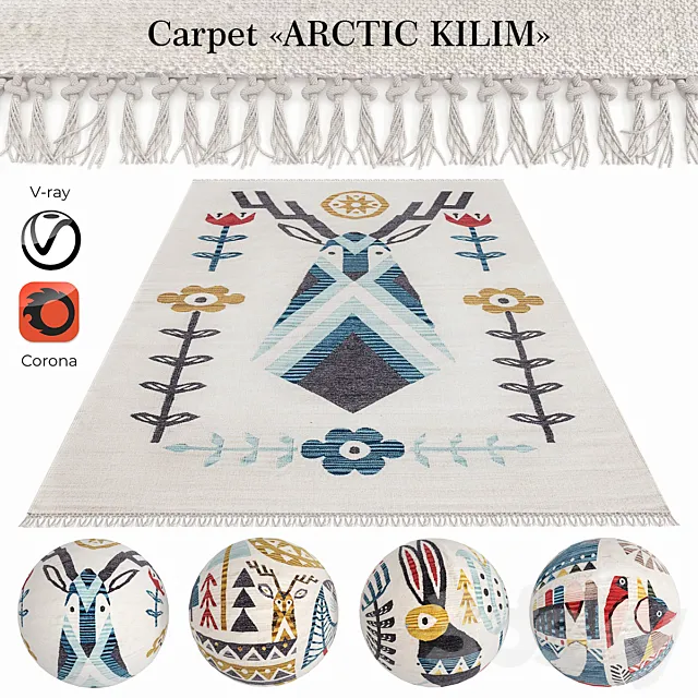 Indian carpet from plant fibers “ARCTIC KILIM” 3DSMax File