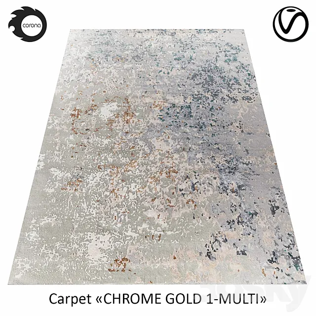 Indian wool rug “CHROME GOLD” 1-MULTI 3ds Max