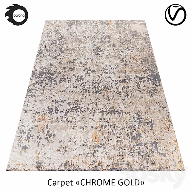 Indian wool rug “CHROME GOLD” ABSTRACT-1-MULTI 3DSMax File