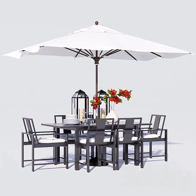 Indio Metal Dining Set 3ds Max