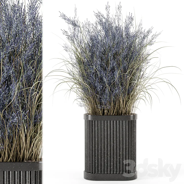 Indoor Dry Plants in Handmade Stone Pot – Set 773 3DS Max