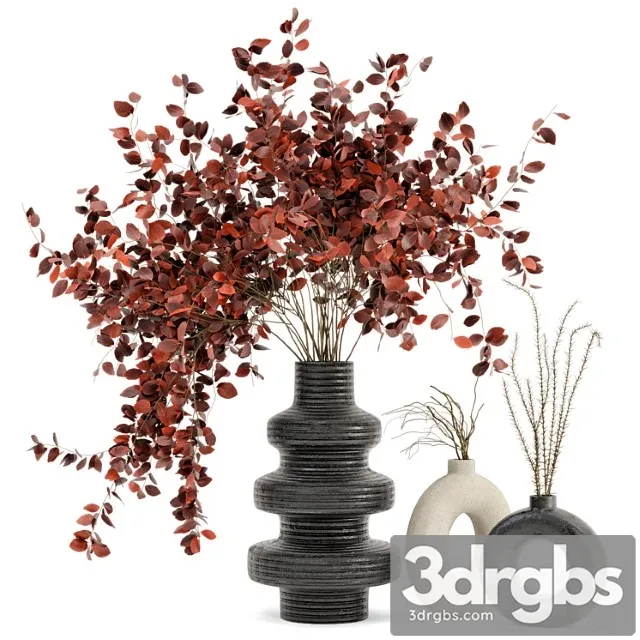 Indoor dry plants in rusty concrete pots – set 80