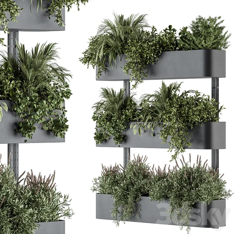 Indoor Plant Set 306 – Box Stand with Hanging Plants 3DS Max