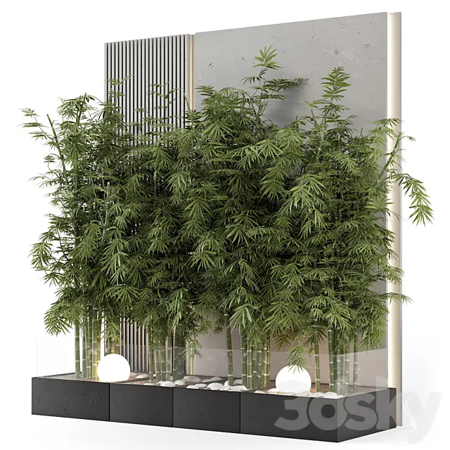 Indoor Wall Bamboo Garden in Concrete Base – Set 1529 3DS Max Model