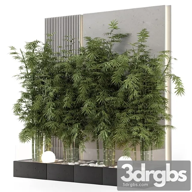 Indoor wall bamboo garden in concrete base – set 1529