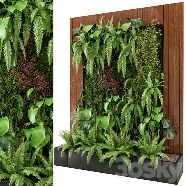 Indoor Wall Plants in rusty Concrete Pot – Set 22 3DS Max Model