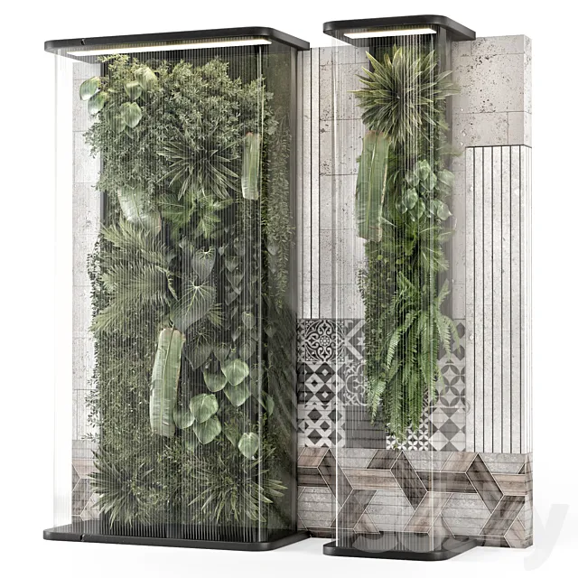 Indoor Wall Vertical Garden Behind the Glass – Set 2473 3dsMax Model