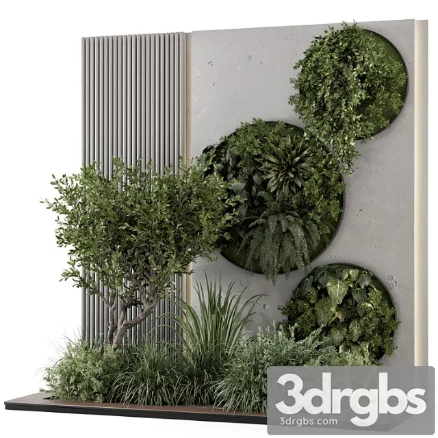 Indoor Wall Vertical Garden in Concrete Base Set 1357 3dsmax Download