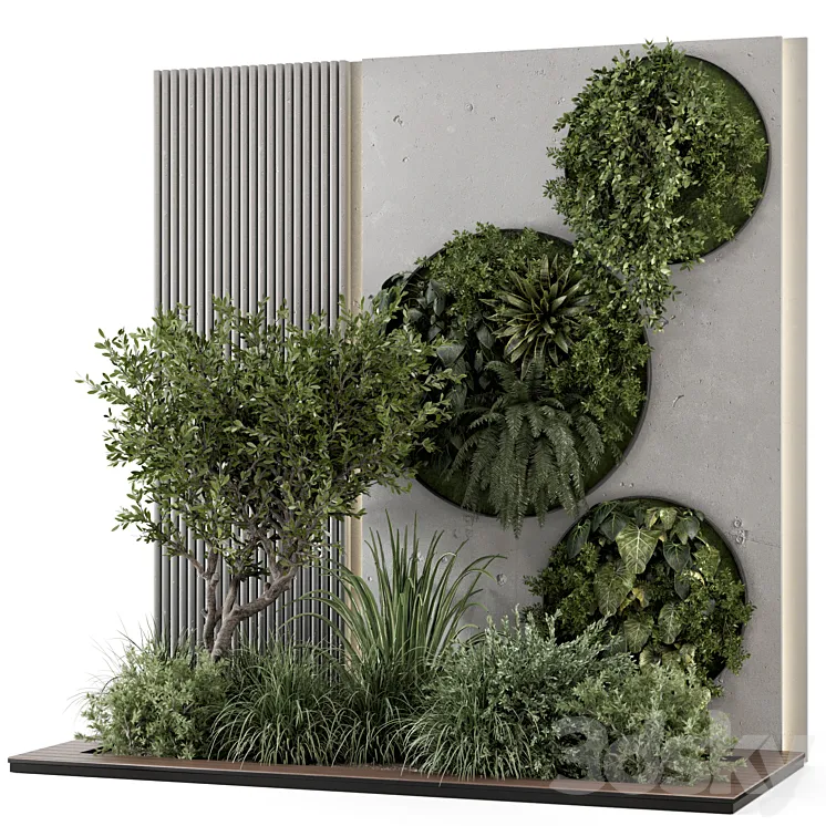 Indoor Wall Vertical Garden in Concrete Base – Set 1357 3DS Max