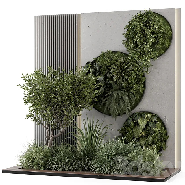 Indoor Wall Vertical Garden in Concrete Base – Set 1357 3DSMax File