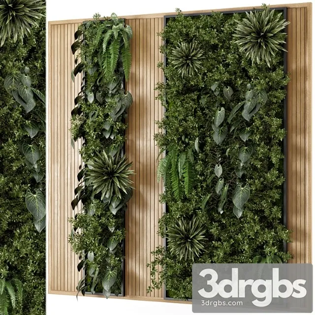 Indoor wall vertical garden in wooden base – set 536