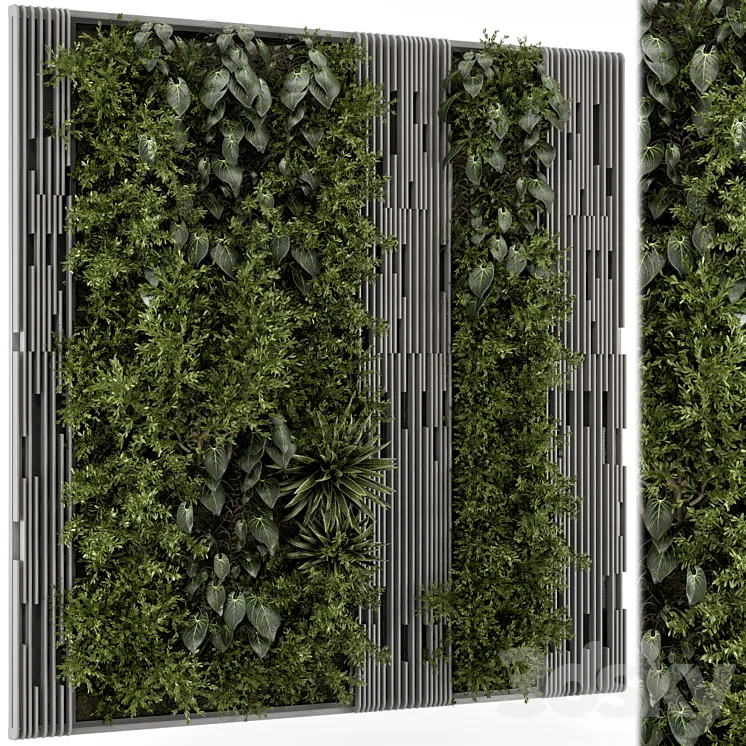 Indoor Wall Vertical Garden in Wooden Base – Set 864 3DS Max Model