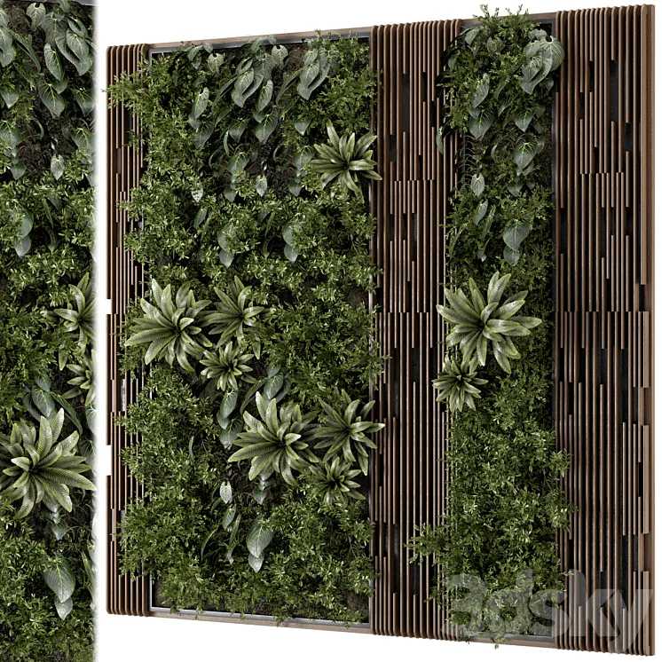 Indoor Wall Vertical Garden in Wooden Base – Set 883 3DS Max Model