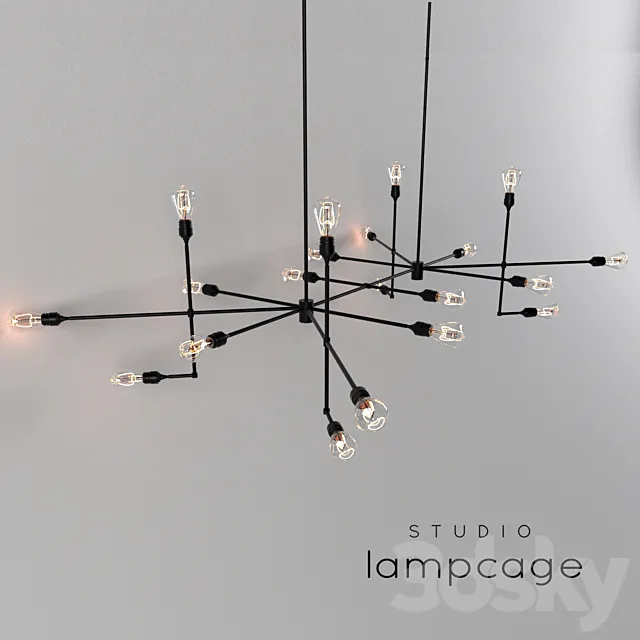 Industrial bar by Lamp Cage _ Chandelier black v2 3ds Max
