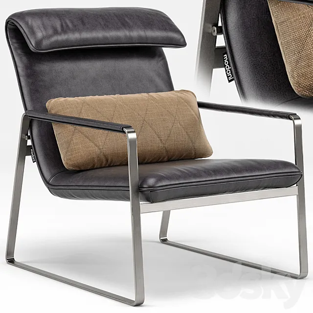 Industrial Chic Emilio Brown Leather Lounge Chair 3DSMax File