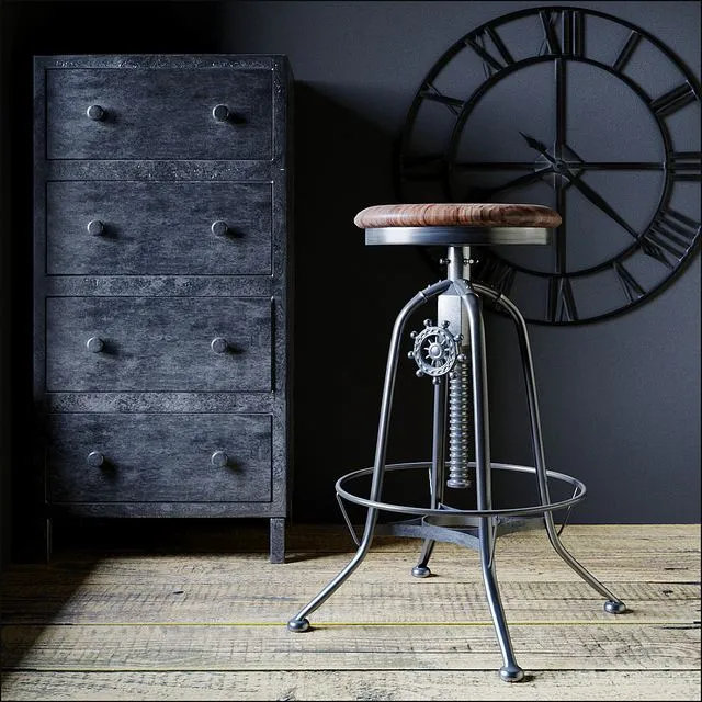 Industrial Clock House backless stool 3dsMax Model