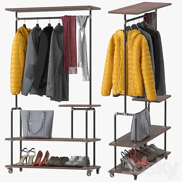 Industrial Clothing Rack 3DS Max