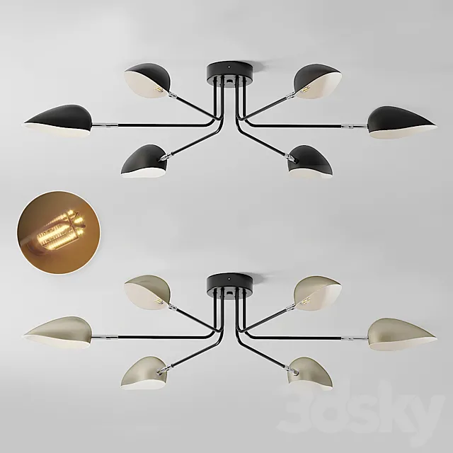 Industrial Modern 3-6 Light Ceiling Lamp 3DSMax File
