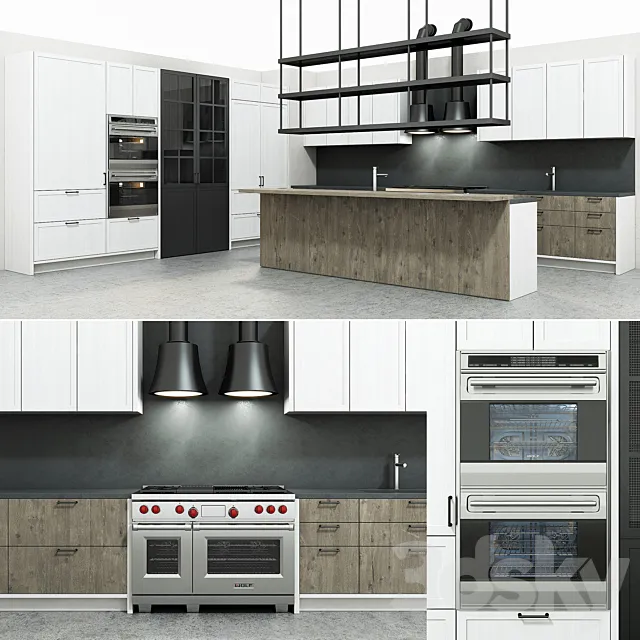 Industrial style kitchen 3ds Max