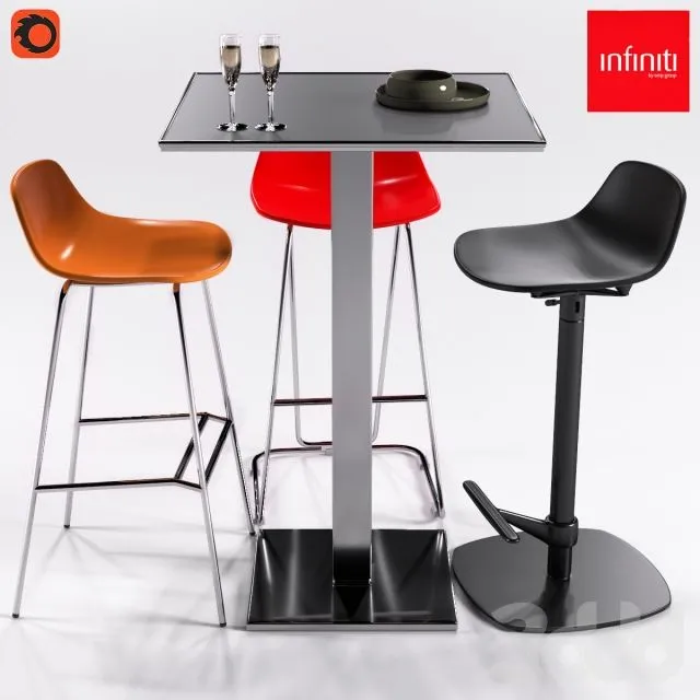 Infiniti Plano + 3 Stools Pure Loop Series 3dsMax Model